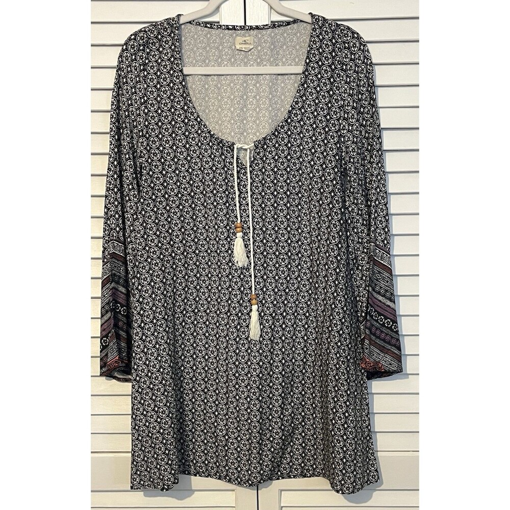 O’neill Dress Boho Bell Sleeve Tastle Tie Vneck Black Blue Maroon Women’s XS